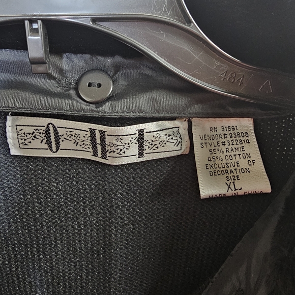 OHI Vintage Christmas Embroidered Cardigan Faux Fur Collar Button Front Size XL - Picture 7 of 14